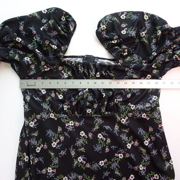 ASOS DESIGN Curve Dress Mini Tea Bubble Ruched Sleeves Smocked Style Plus 14 - Picture 9 of 12